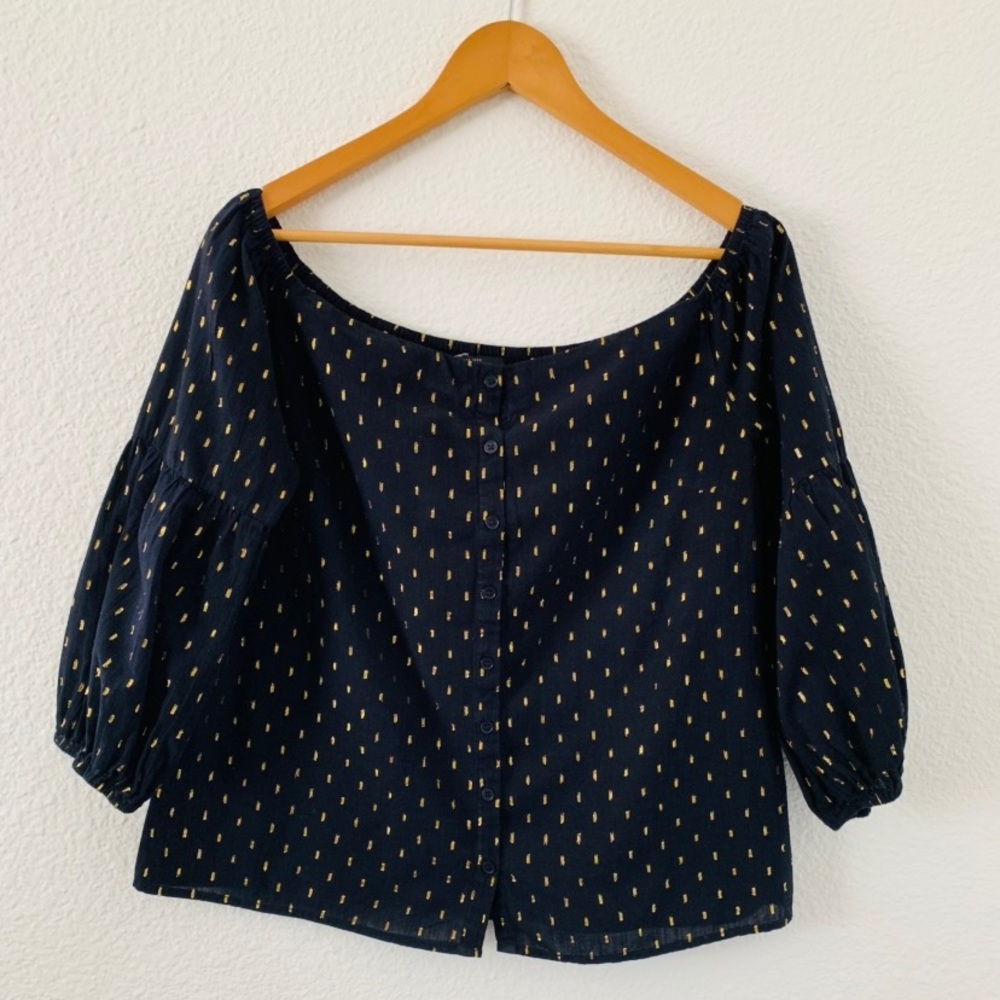 LUCKY 🍀 BRAND navy blue and gold Cold Shoulders